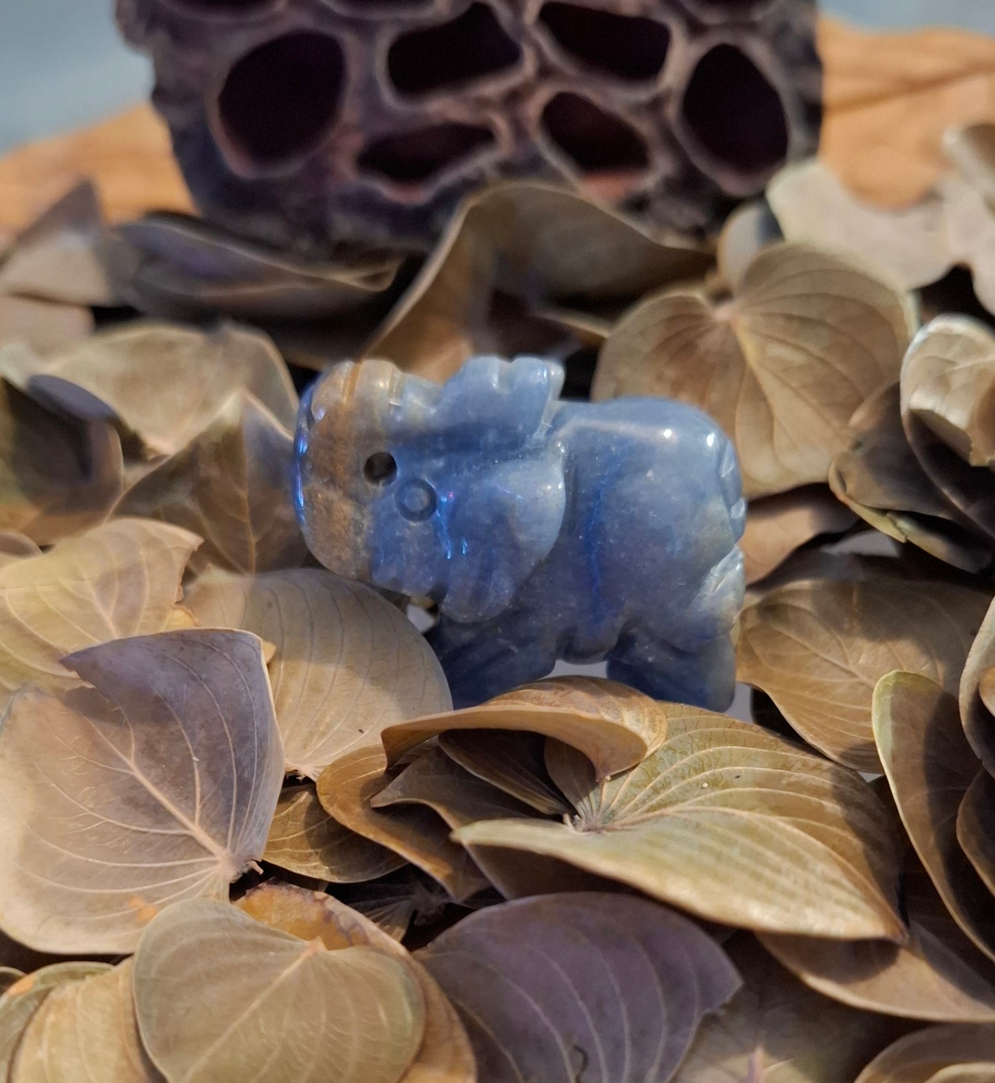 Eléphant 40mm Aventurine Bleue