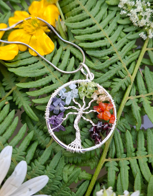 🌳🌈 Pendentif Arbre de Vie 7 Chakras – Équilibre, enracinement et élévation 40mm
