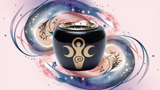 Brûleur d'encens symbole de déesse noir & or - 9x7cm