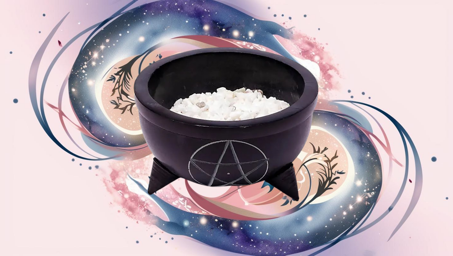 Bol d'encens Pentacle + pierres - 10x6cm