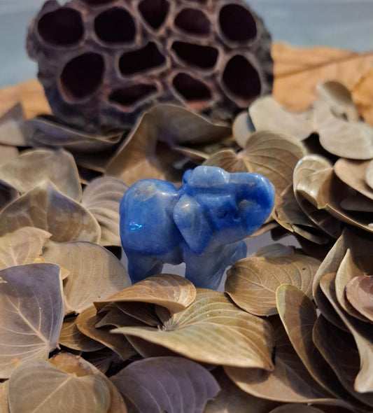 Eléphant 40mm Aventurine Bleue
