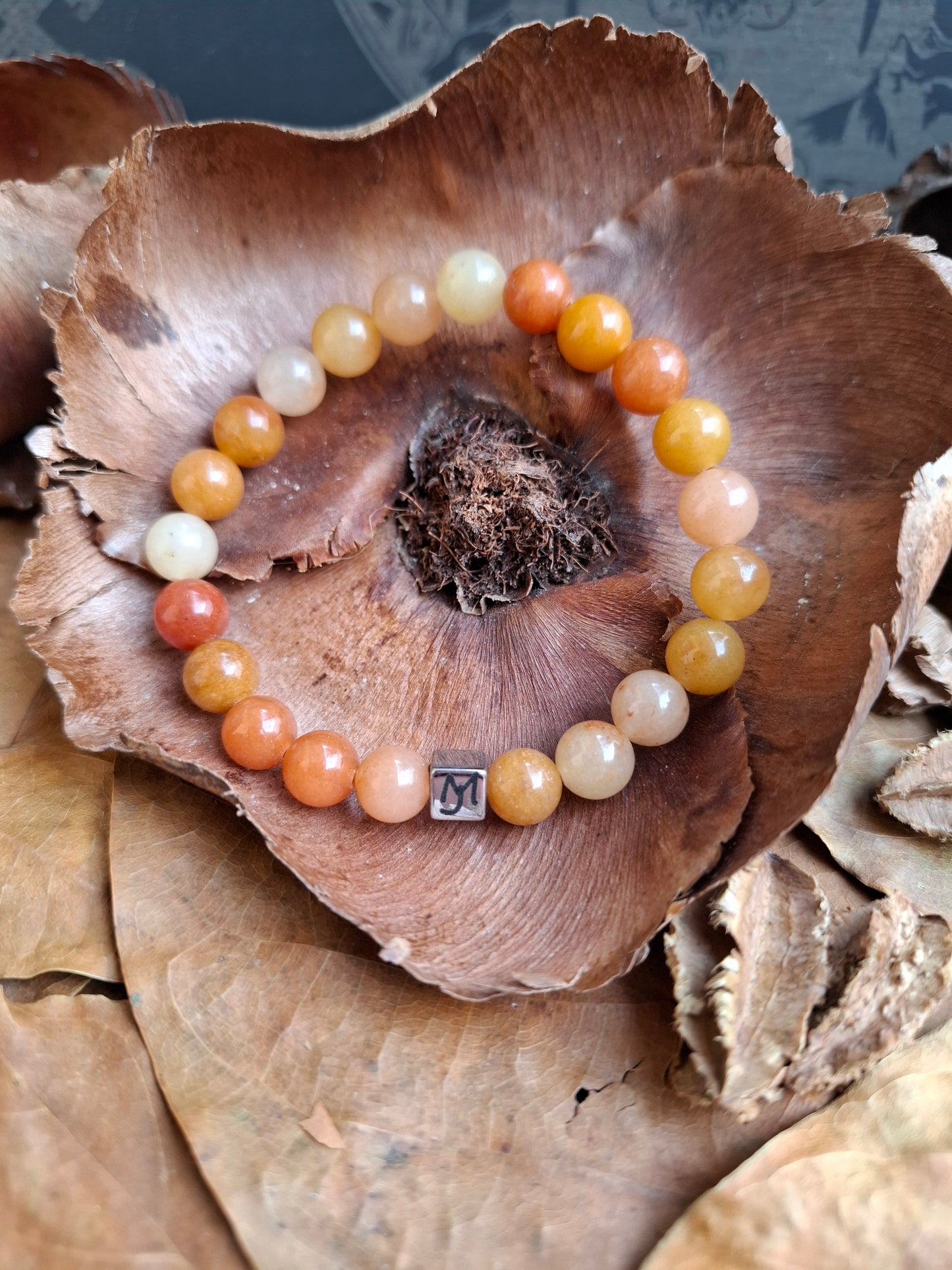 Bracelet Aventurine Orange Perles 8mm