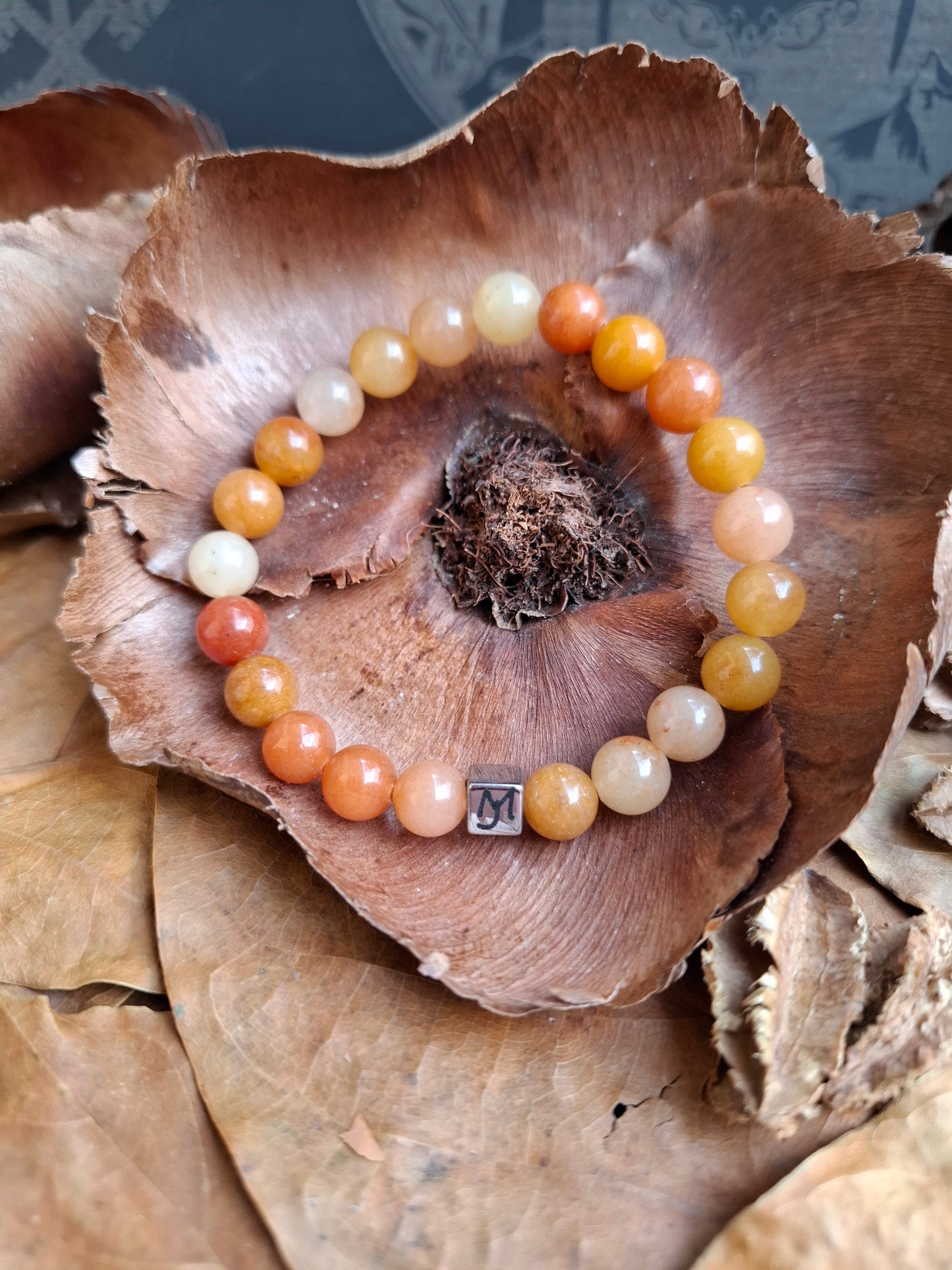 Bracelet Aventurine Orange Perles 8mm