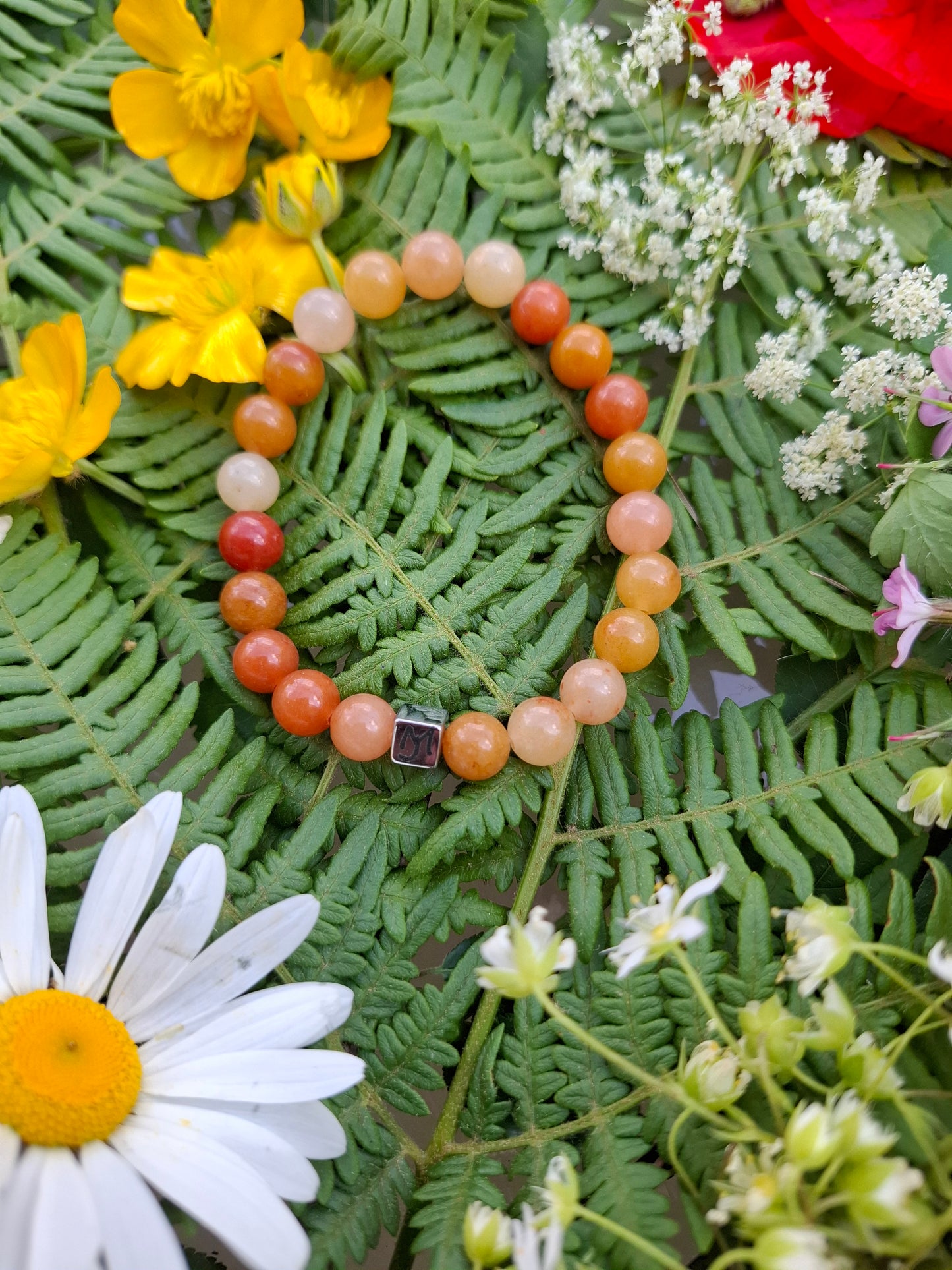 Bracelet Aventurine Orange Perles 8mm