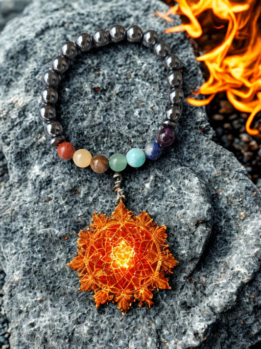 🛡️🌈 Bracelet Hématite 7 Chakras – Ancrage, harmonie et alignement énergétique